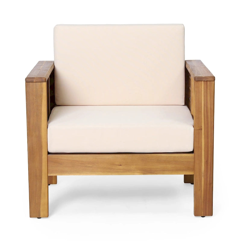 Louver Set da Esterno 4 Pezzi con Cuscini in Legno di Acacia di Christopher Knight Home