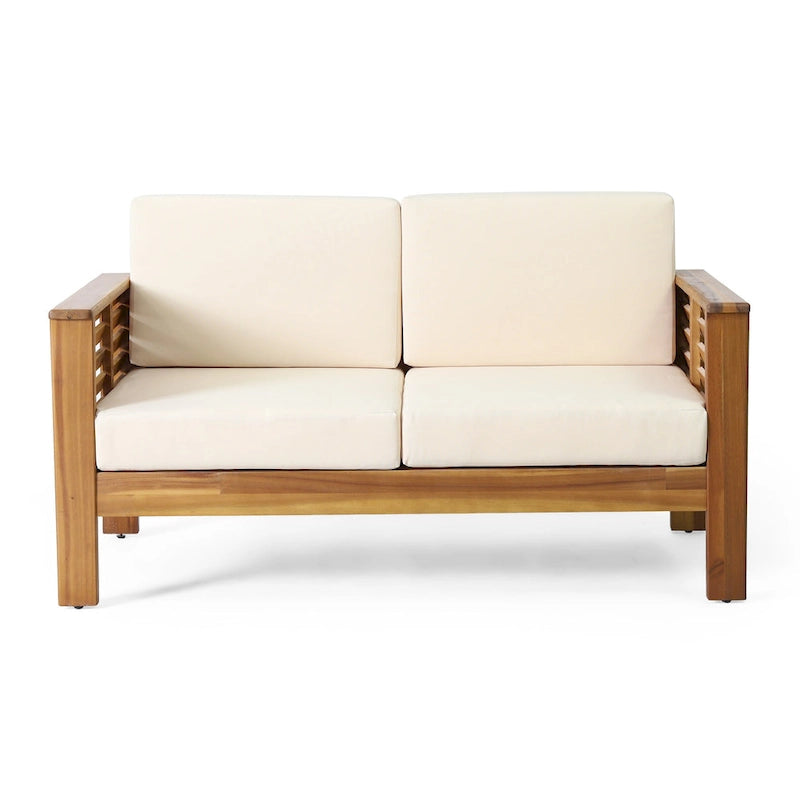 Louver Set da Esterno 4 Pezzi con Cuscini in Legno di Acacia di Christopher Knight Home