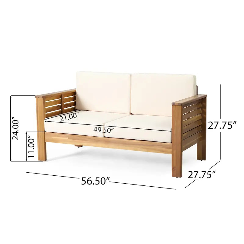 Louver Set da Esterno 4 Pezzi con Cuscini in Legno di Acacia di Christopher Knight Home