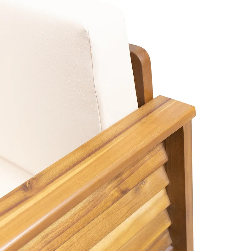 Louver Set da Esterno 4 Pezzi con Cuscini in Legno di Acacia di Christopher Knight Home