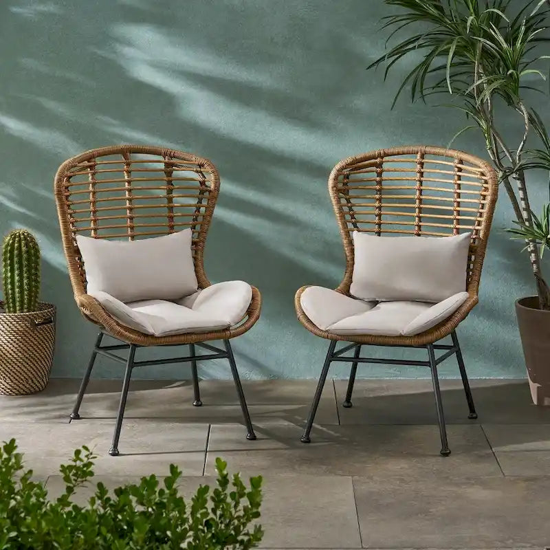 Poltrone da club in vimini per esterni La Habra (set di 2) di Christopher Knight Home