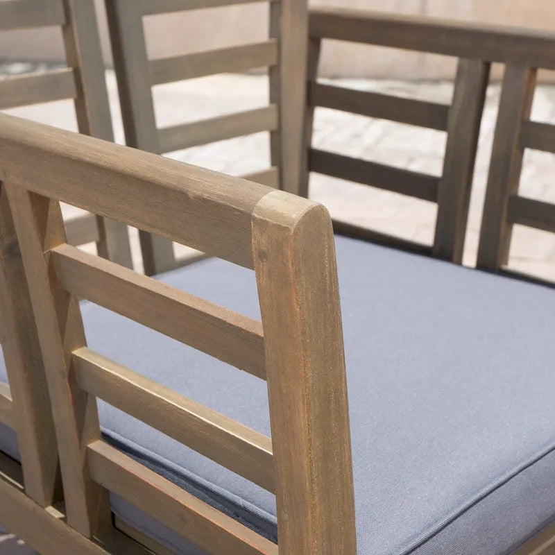 Set da conversazione da patio in legno di acacia a 4 pezzi Caydon di Christopher Knight Home