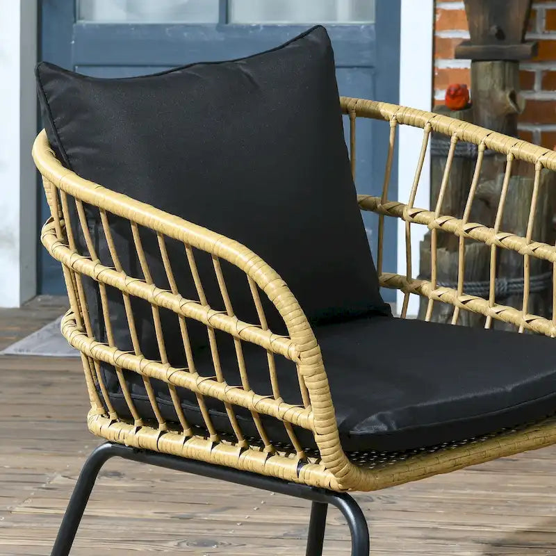 Outsunny Salon de Jardin 5 Pièces en Résine Tressée avec Chaises Rembourrées & Canapé, Ensemble de Meubles de Patio Modulable