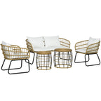 Outsunny Salon de Jardin 5 Pièces en Résine Tressée avec Chaises Rembourrées & Canapé, Ensemble de Meubles de Patio Modulable