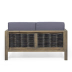 Set divanetto e tavolino da caffè Linwood in legno di acacia e vimini con cuscini per esterni di Christopher Knight Home