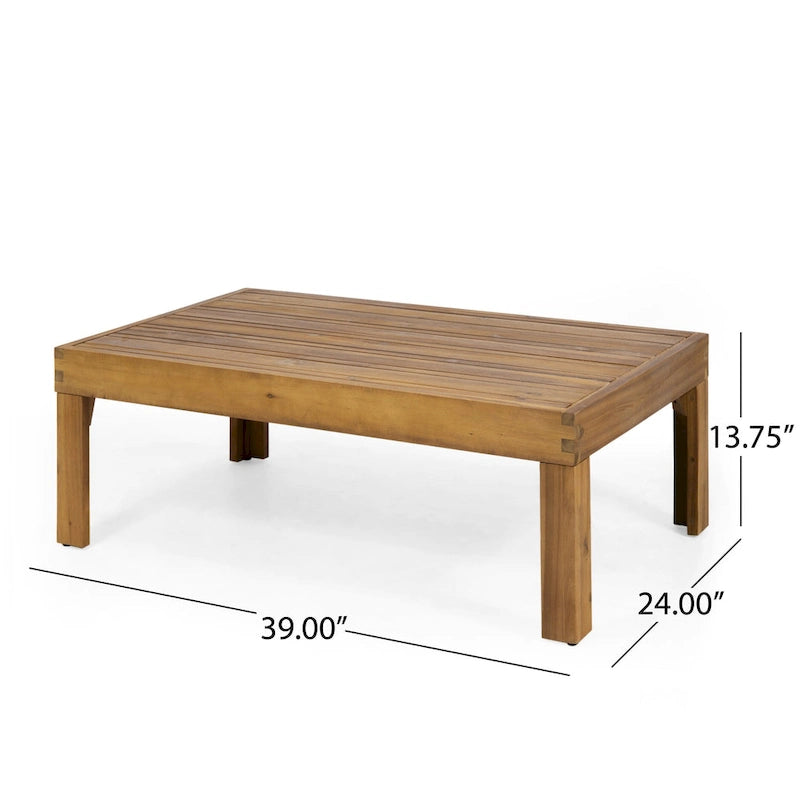 Set divanetto e tavolino da caffè Linwood in legno di acacia e vimini con cuscini per esterni di Christopher Knight Home