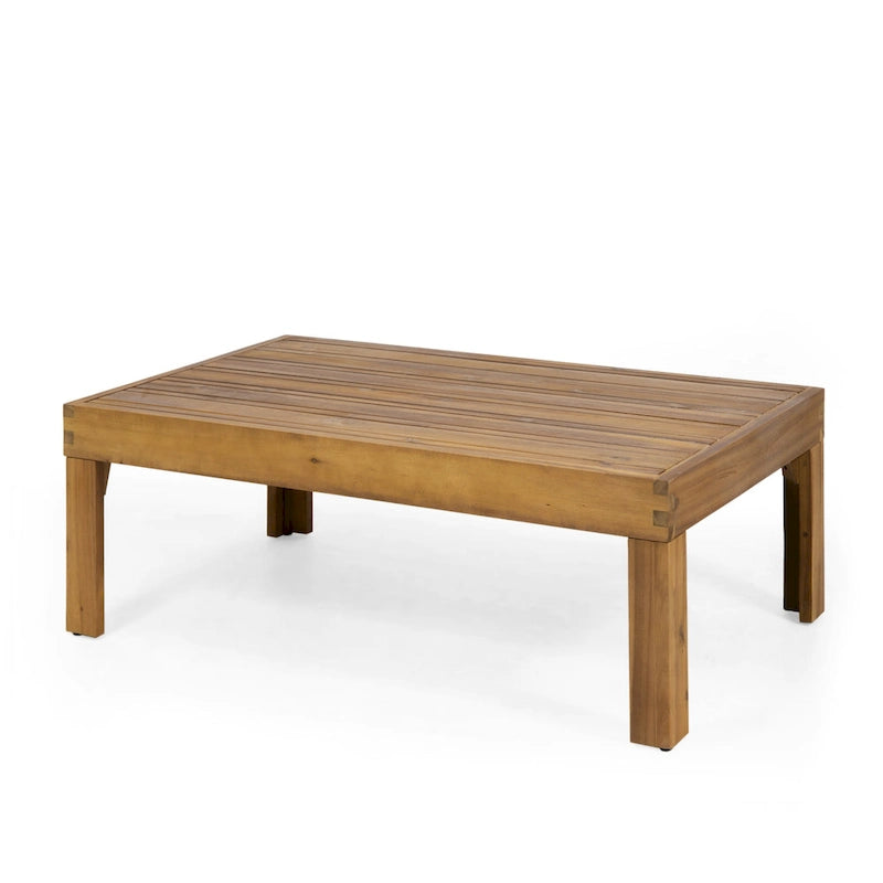 Set divanetto e tavolino da caffè Linwood in legno di acacia e vimini con cuscini per esterni di Christopher Knight Home