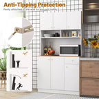 Dispensa alta 71 cm con Prese Porte USB Kit Anti-ribaltamento Ripiani Regolabili Bianca