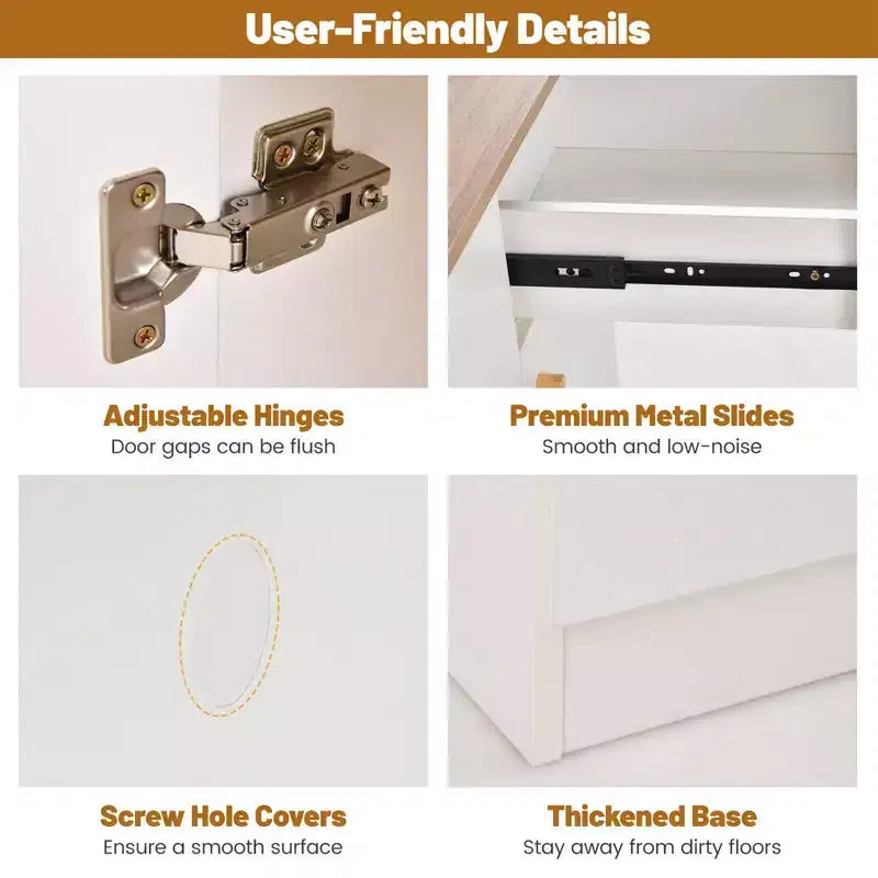 Dispensa alta 71 cm con Prese Porte USB Kit Anti-ribaltamento Ripiani Regolabili Bianca