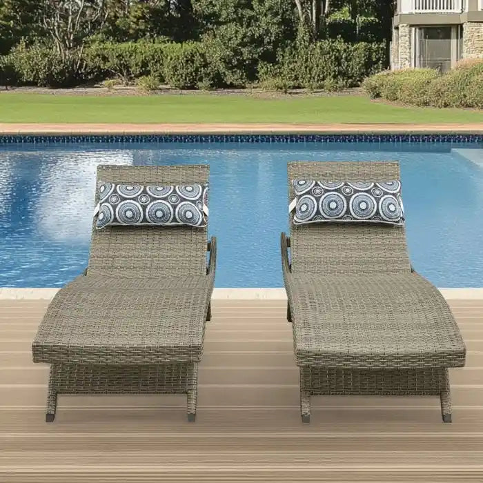 Chaise longue in vimini per tutte le stagioni - Set da 2