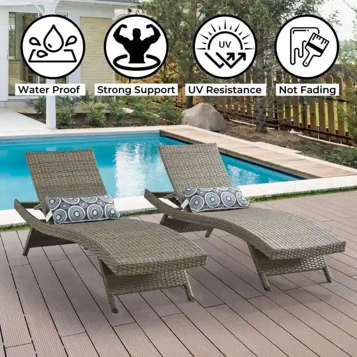 Chaise longue in vimini per tutte le stagioni - Set da 2