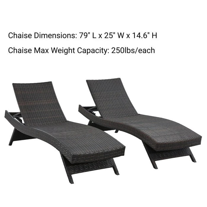 Chaise longue in vimini per tutte le stagioni - Set da 2