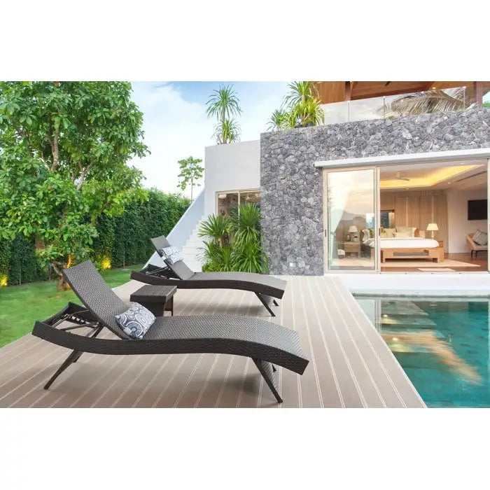 Chaise longue in vimini per tutte le stagioni - Set da 2