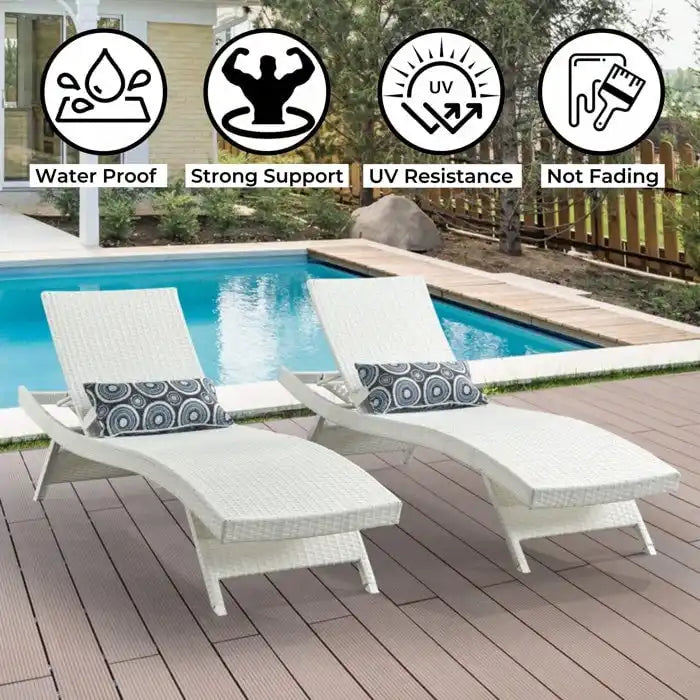 Chaise longue in vimini per tutte le stagioni - Set da 2