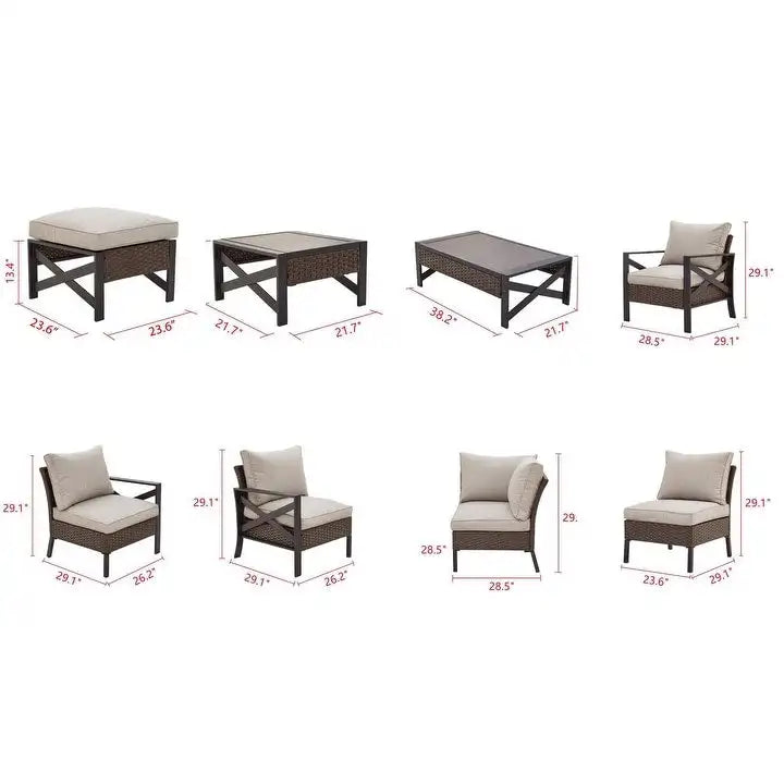 Set da conversazione per esterni a 5 pezzi Patio Festival X-Arm