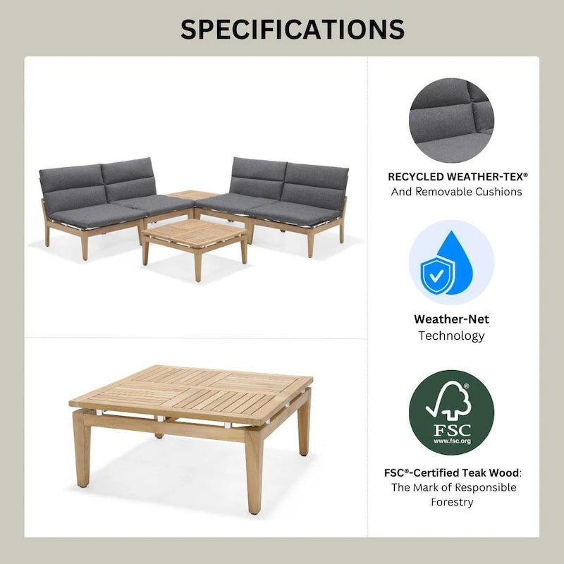 Amazonia Arnhou Ensemble de 3 pièces de mobilier d'extérieur en teck FSC pour patio