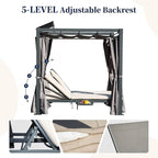 Lit de repos rétractable en aluminium pour patio avec coussin et porte-gobelet