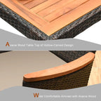 Set da pranzo da patio 9 pezzi tavolo in legno con foro per ombrellone cuscini sedie