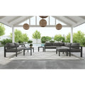 Homestyles Grayton Outdoor Aluminum Sofa with Lounge Chairs and Coffee Table - 81 x 26 x 29