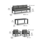 Divano da esterno in alluminio Homestyles Grayton con sedie a sdraio e tavolino da caffè - 81 x 26 x 29