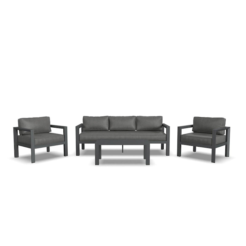 Divano da esterno in alluminio Homestyles Grayton con sedie a sdraio e tavolino da caffè - 81 x 26 x 29