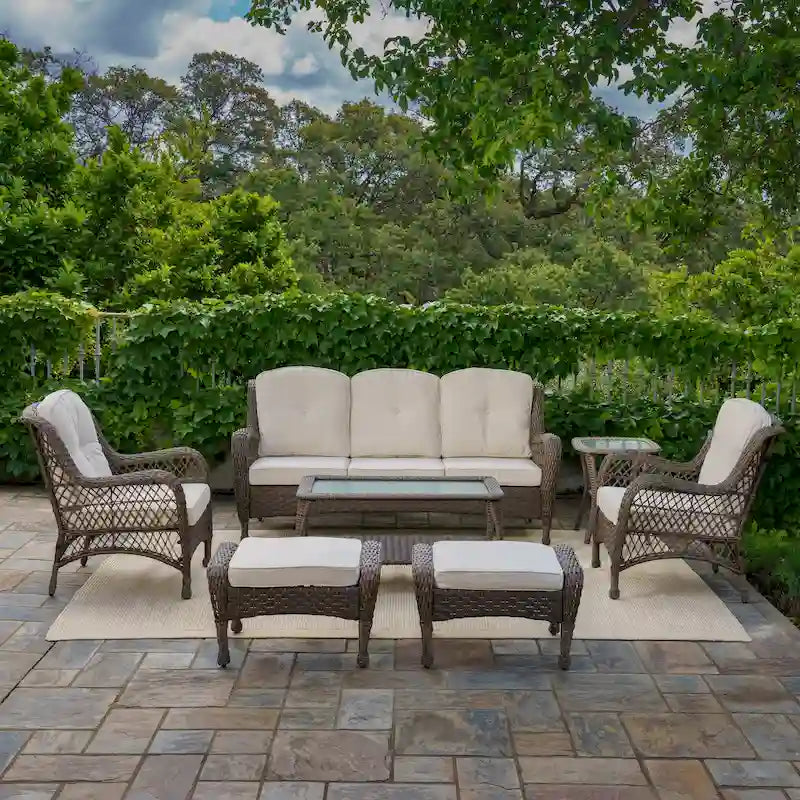 Set divano da esterno in vimini Rio Vista Sandstone (6 pezzi)