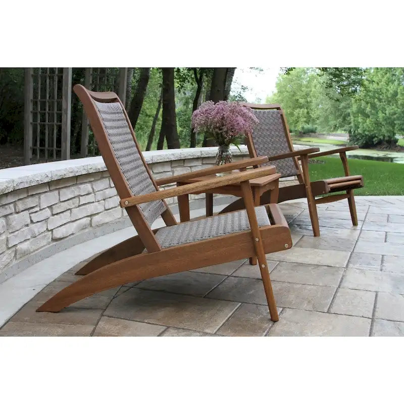 Poltrona Lounge Eilana Grey in Vimini ed Eucalipto con Poggiapiedi Integrato