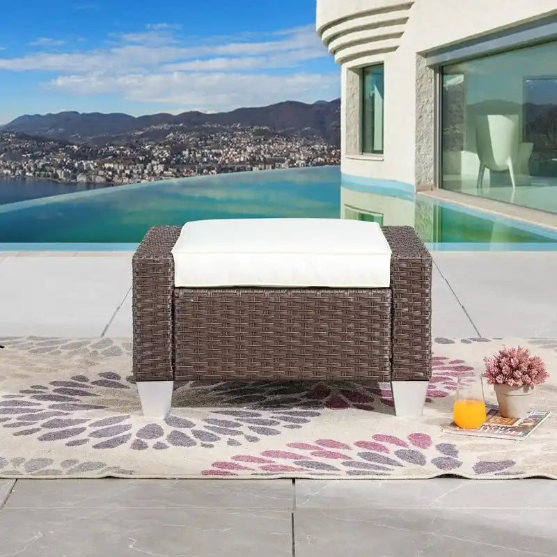 Pouf in vimini per esterni Patio Festival con cuscino