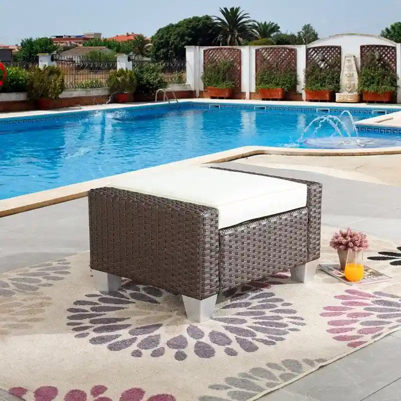 Pouf in vimini per esterni Patio Festival con cuscino