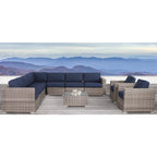 Set Divano LSI Outdoor 10 Pezzi Blu Marino Sunbrella con Cuscini