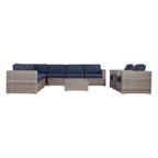 Set Divano LSI Outdoor 10 Pezzi Blu Marino Sunbrella con Cuscini