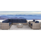 Set Divano LSI Outdoor 10 Pezzi Blu Marino Sunbrella con Cuscini