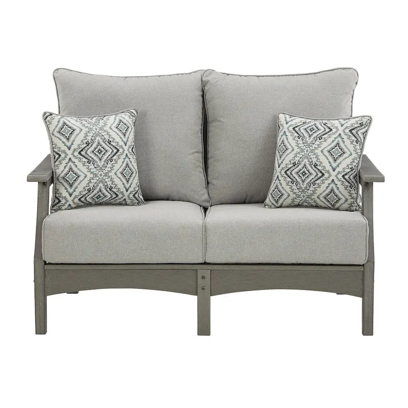 Signature Design by Ashley Visola Outdoor Poly All Weather Loveseat with Cushion