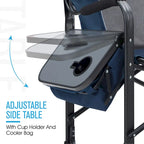 Chaise de camping pliable en métal avec porte-gobelet et boîte de rangement