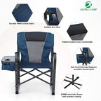 Chaise de camping pliable en métal avec porte-gobelet et boîte de rangement