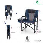 Chaise de camping pliable en métal avec porte-gobelet et boîte de rangement