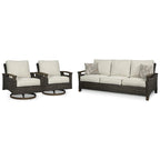 Signature Design by Ashley Paradise Trail Medium Brown/Beige 3-Piece Outdoor Seating Package - 84.38 W x 34 D x 37 H