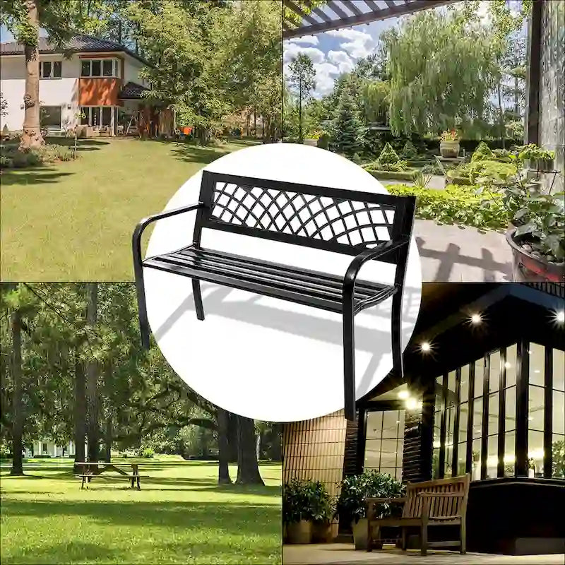 Panca da giardino con struttura in ghisa per esterni e patio