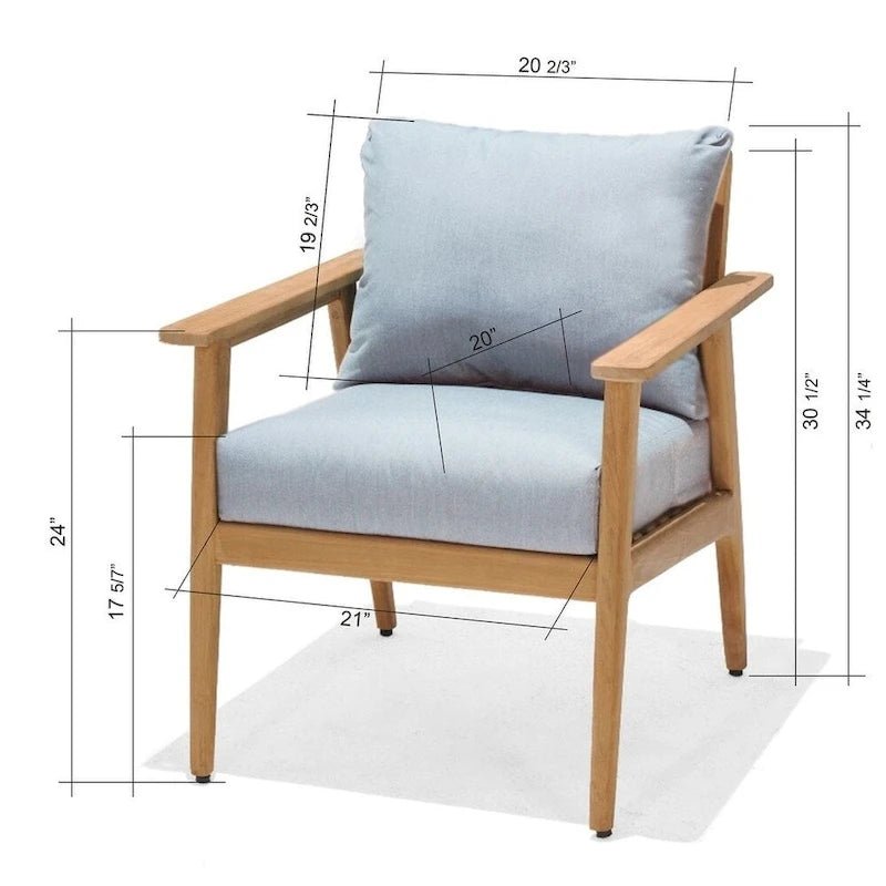 Set conversazione da esterno Nordic 6 pezzi in legno massello di teak - 6 pezzi