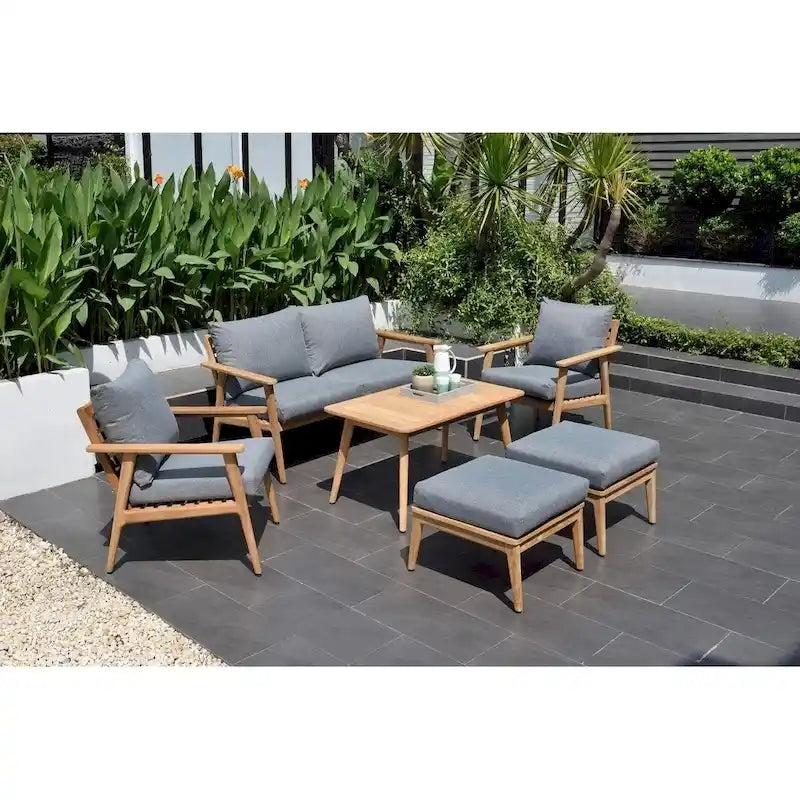 Set conversazione da esterno Nordic 6 pezzi in legno massello di teak - 6 pezzi