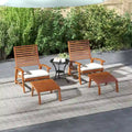 Outsunny Set da 4 Sedie da Giardino con Cuscini, Sedie da Esterno in Legno di Acacia con Poggiapiedi, Seduta a Doghe