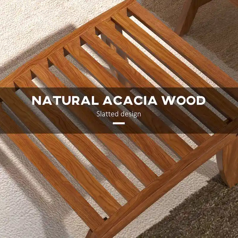 Outsunny Set da 4 Sedie da Giardino con Cuscini, Sedie da Esterno in Legno di Acacia con Poggiapiedi, Seduta a Doghe