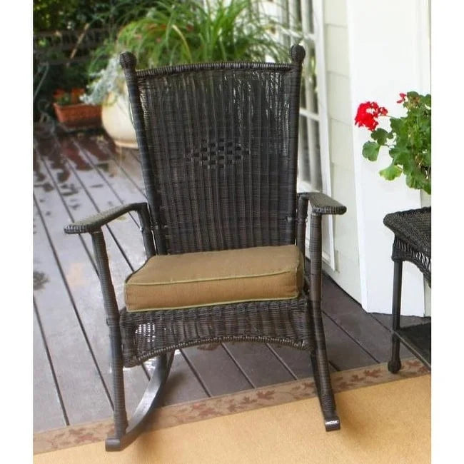 Sedia a dondolo Portside Classic scura con cuscino