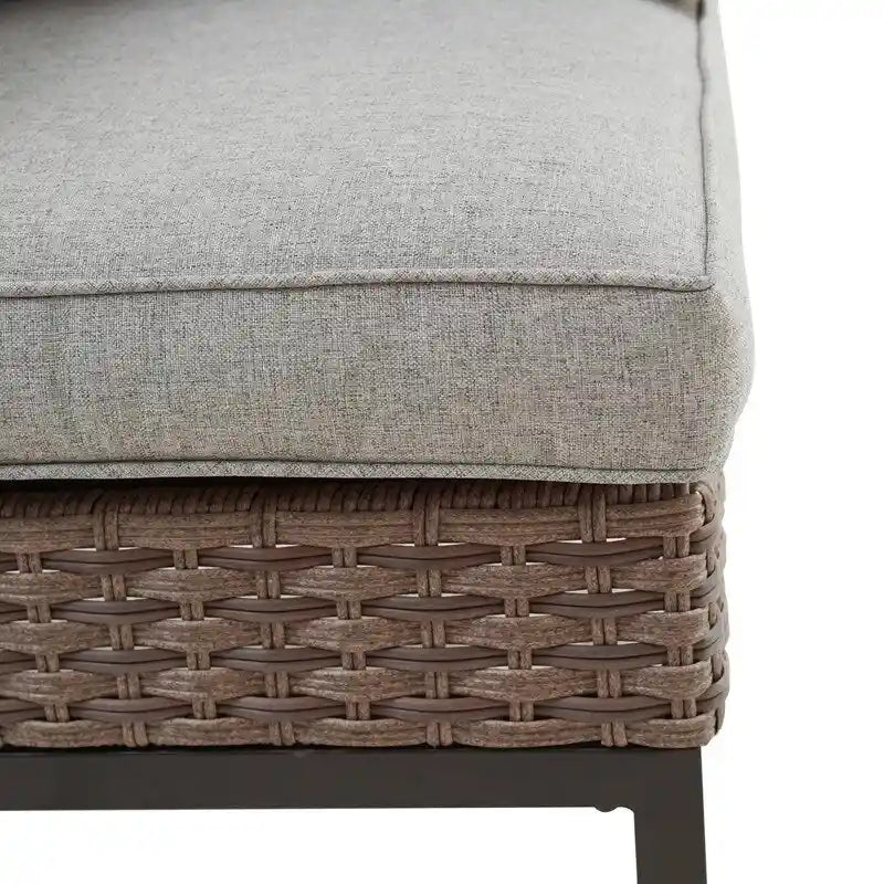 Chaise d'extérieur d'angle Patio Festival avec accoudoirs et coussins