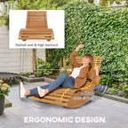 Sedia a dondolo da esterno Outsunny con sedile a doghe e schienale alto, sedia a dondolo in legno a forma di S, sedia a dondolo da patio, giardino