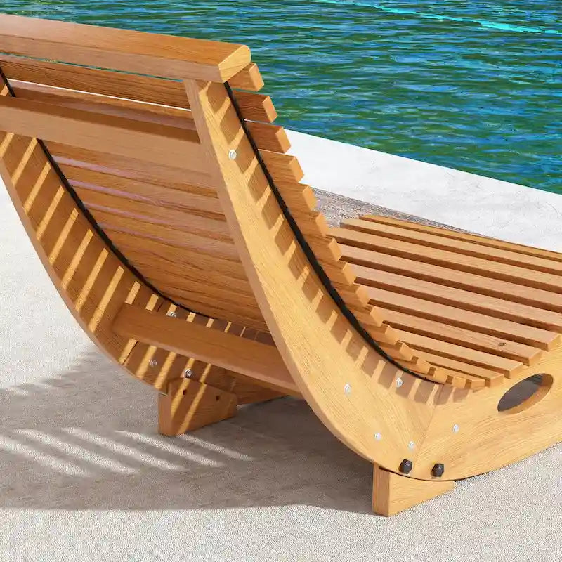 Sedia a dondolo da esterno Outsunny con sedile a doghe e schienale alto, sedia a dondolo in legno a forma di S, sedia a dondolo da patio, giardino