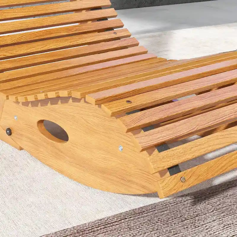 Sedia a dondolo da esterno Outsunny con sedile a doghe e schienale alto, sedia a dondolo in legno a forma di S, sedia a dondolo da patio, giardino