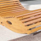 Sedia a dondolo da esterno Outsunny con sedile a doghe e schienale alto, sedia a dondolo in legno a forma di S, sedia a dondolo da patio, giardino