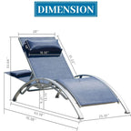 Ensemble de 3 chaises longues de piscine, chaises longues d'extérieur réglables en aluminium avec table d'appoint en métal, tout temps