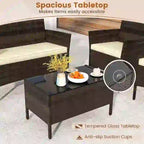 Set da Salotto da Esterno in Rattan da 4 Pezzi Set di Mobili da Giardino in Vimini